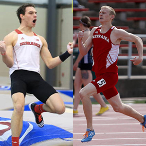 Nebraska Engineering students Stephen Cahoy (left) and Drew Wiseman represented UNL at the 2015 NCAA Outdoor Track and Field Championships in Eugene, Ore.
