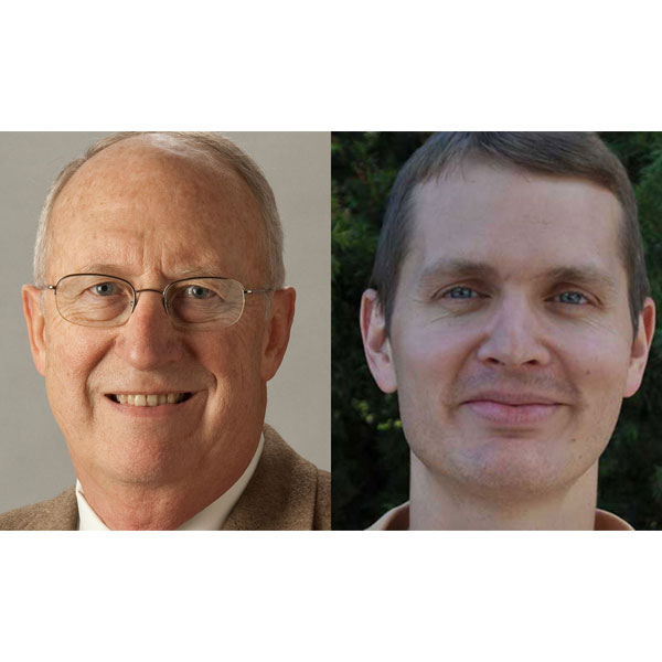 Nebraska Engineering faculty John Woollam (left) and Benjamin Terry were recognized at the NUtech Ventures 2018 Innovator Celebration.