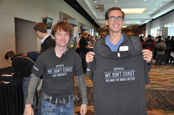 T-shirts from the Greater Omaha Area Chamber of Commerce were the prizes handed out to students during the Company Expo scavenger hunt at CenturyLink Center Omaha.