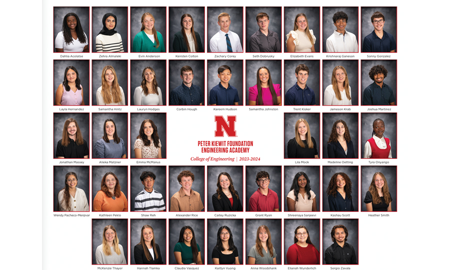 Forty first-year Nebraska Engineering students have been chosen to the Peter Kiewit Foundation Engineering Academy 2023-24 cohort.