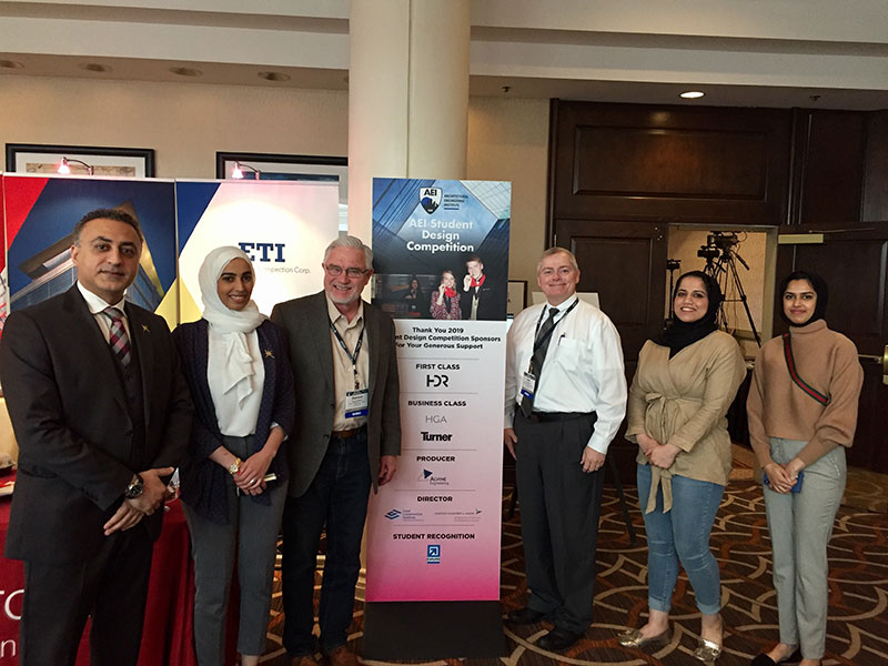 Talal AlBalushi (left), the cultural attache from the embassy of Oman, met with AE faculty Clarence Waters and Todd Feldman and three Nebraska AE program students from Oman - Shamsa Al-Salami, Aisha Alhashmi and Rahil Al Jabri.