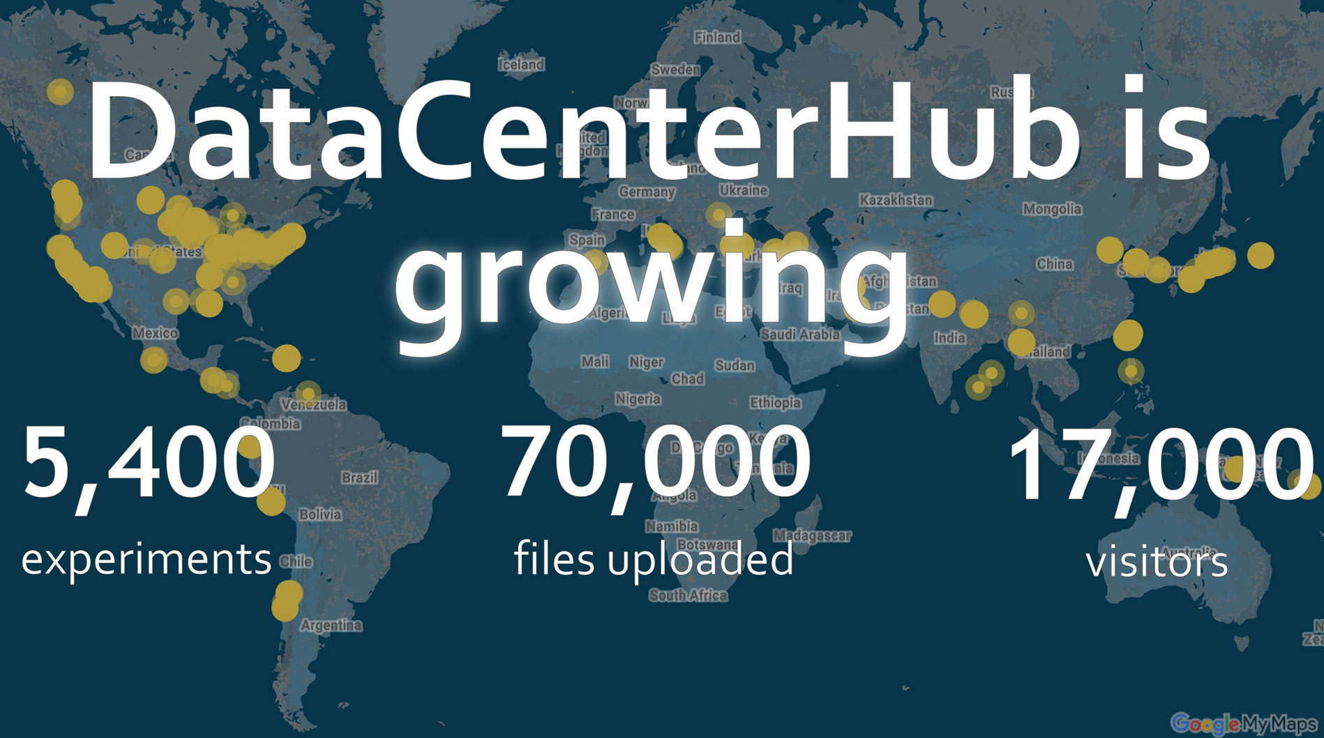 DataCenterHub currently hosts over 30 TB of data, encompassing over 5,400 experiments