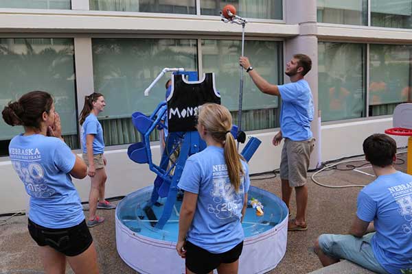 The UNL Fountain Wars team prepares its entry for the competition at the ASABE conference in New Orleans.