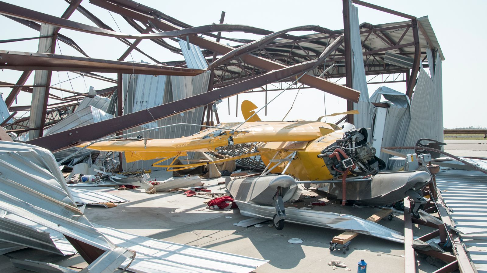 Airplane and hanger damage at Aransas County Airport, TX. 