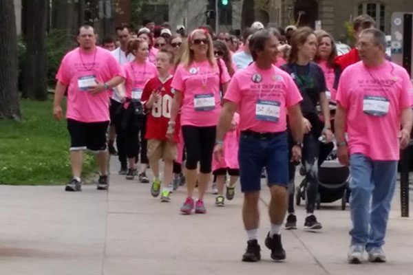 The family of Bri Anson, a UNL student who took her life last fall, lead the 600 walkers during the April 17 Out of the Darkness Campus Walk.