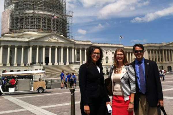 Angela Pannier (center), associate professor of biological systems engineering, and two of her fellow Science2034 panelists visit the U.S. Capitol on June 24.