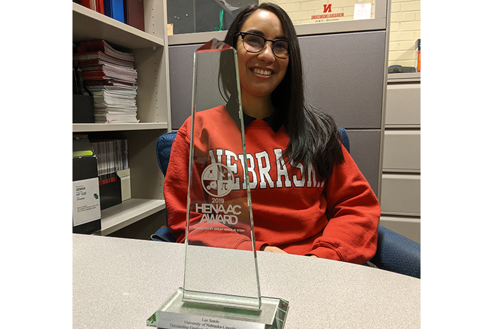 Luz Sotelo, a doctoral student in mechanical engineering and applied mechanics, received a 2019 Hispanic Engineering National Achievement Awards Graduate Student Leadership Award (HENAAC) from Great Minds in STEM (GMiS).