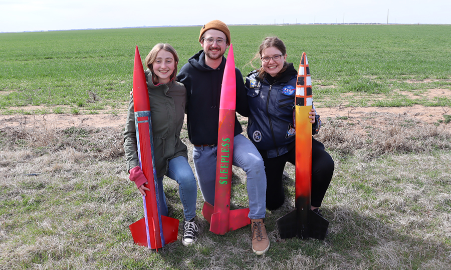 The Rocketry team successfully launched a 10-foot rocket in Concord, Nebraska, this past April and many of its team members gained experience building and launching smaller rockets.