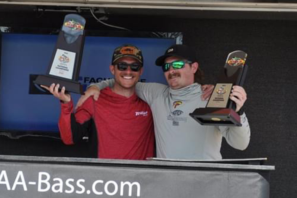 AJ Lincoln (left), a construction management student, and partner Garrett Woockman won the National Bass Anglers Association Championship and a $38,000 bass boat.