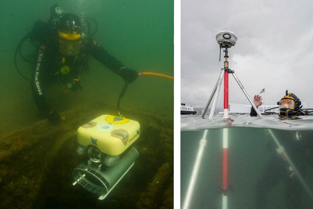Divers from the National Park Service have used remote-operated vehicles (ROVs) to explore the interior of the USS Arizona. (Photo courtesy National Park Service)