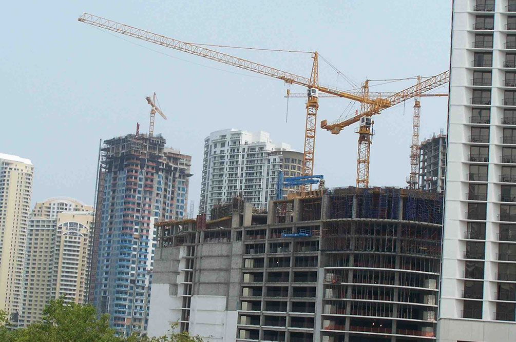 About two dozen construction cranes can be seen in downtown Miami. The potential for the cranes to collapse when Hurricane Irma makes landfall this weekend is a unique concern, said Terri Norton, associate professor of construction engineering at the University of Nebraska-Lincoln.