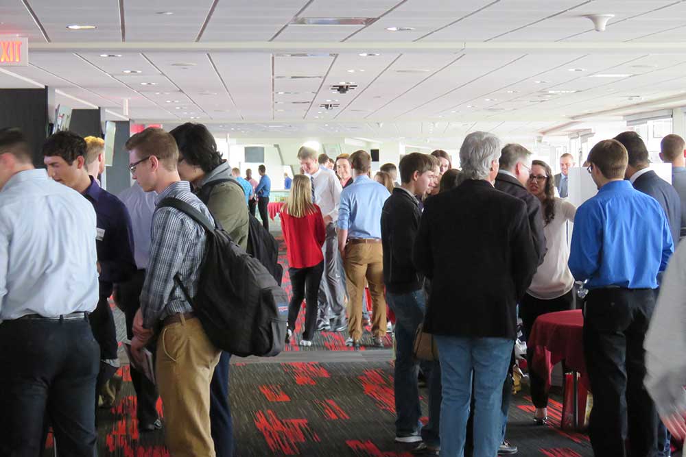 More than 300 guests attended the Senior Design Showcase and viewed 46 senior design capstone projects on April 21 at Memorial Stadium's East Stadium Club Level.