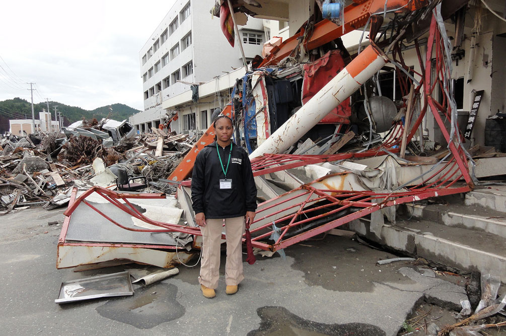 Terri Norton, associate professor of construction engineering, studied the debris fields created by the 2001 tsunami and earthquake in Japan. Norton, whose research includes  natural hazard mitigation and management and disaster debris management, is keeping an eye on the debris caused by Hurricanes Harvey and Irma.