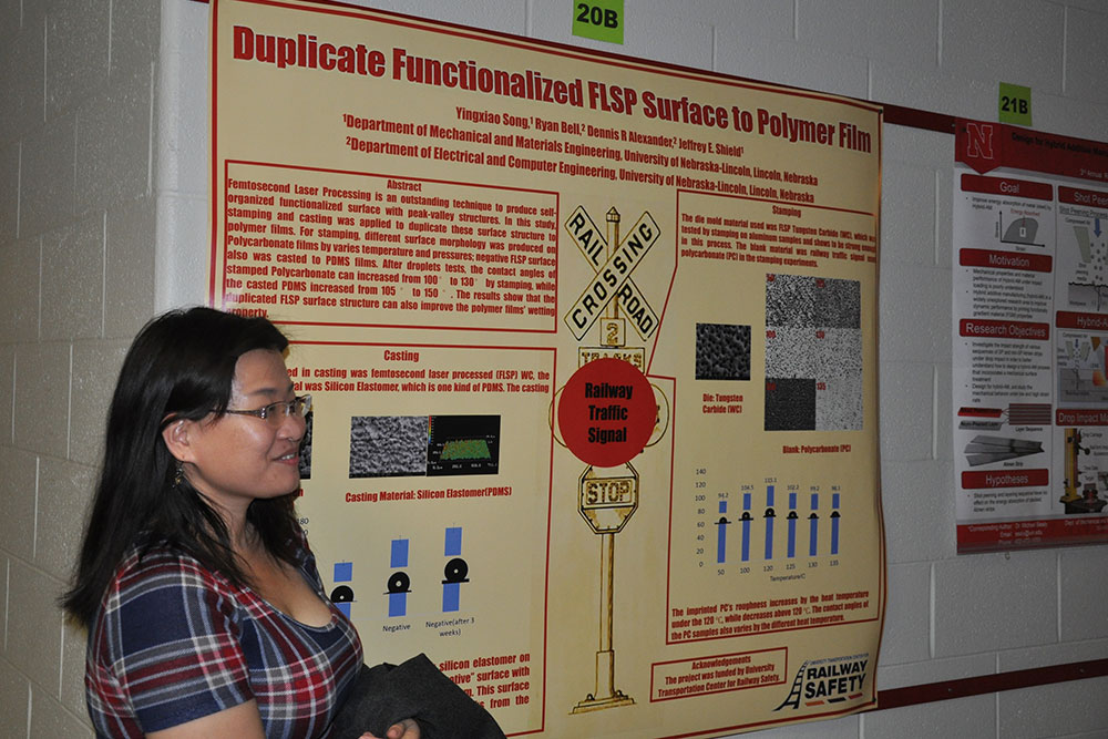 Yingxiao Song was one of the many graduate students presenting research posters Friday at the Mechanical and Materials Engineering Research Fair.