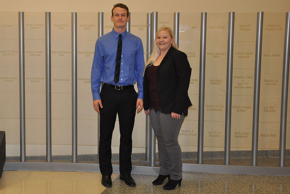 Jacob Quint and Amber Stettnichs took first place in the undergraduate poster competition.
