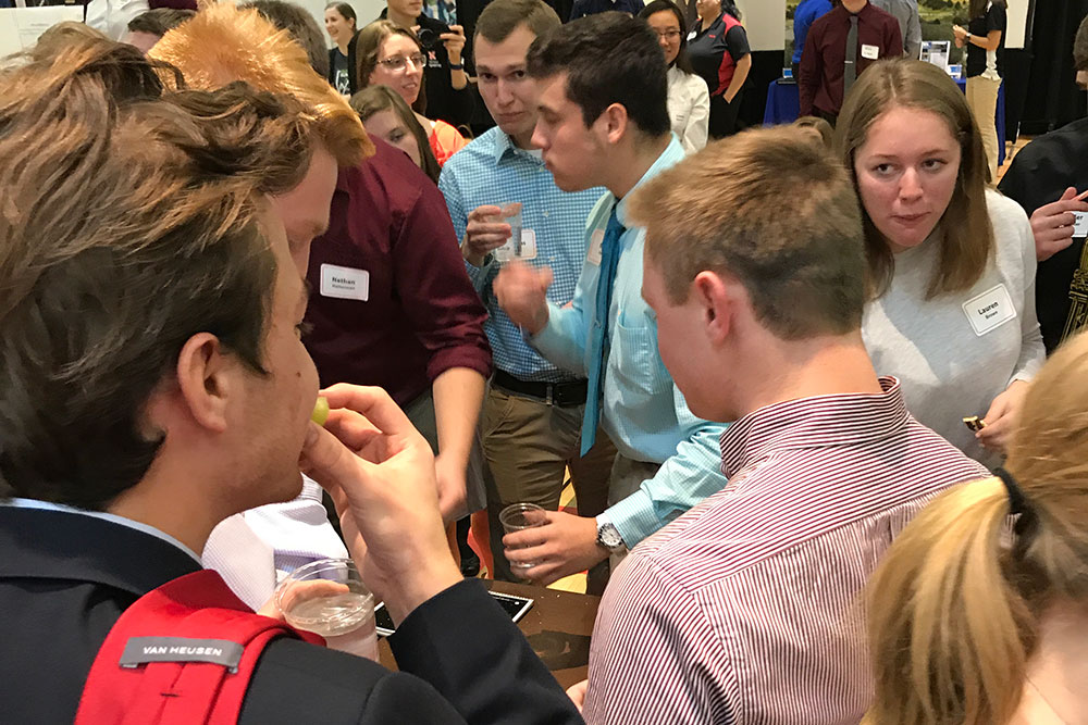 Teams of biological systems engineering students try to eat their edible vehicles during the annual competition on Dec. 5 at the Nebraska East Campus Union.