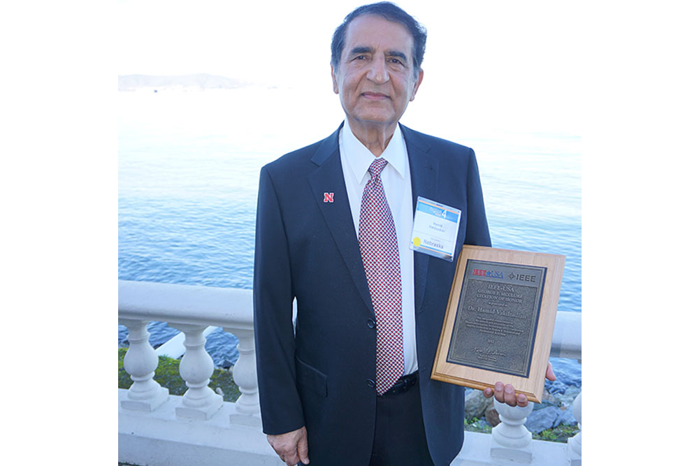 Hamid Vakilzadian, professor of electrical and computer engineering, was presented with the George F. McClure Citation of Honor at the IEEE-USA Awards and Recognitions Ceremony on Feb. 3 in Burlingame, Calif.