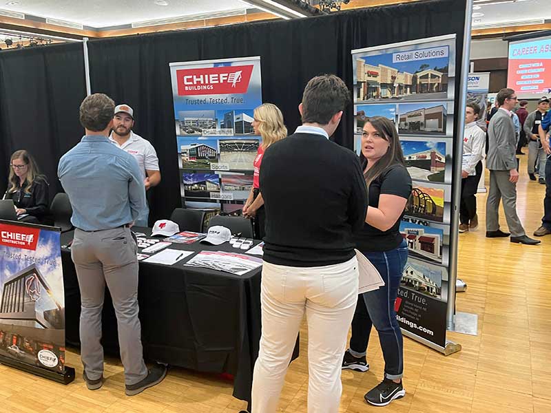 CHIEF Buildings was one of several Nebraska companies looking to hire UNL engineering students for internships, showcasing some of the local work the company has done in metal building manufacturing and design. 