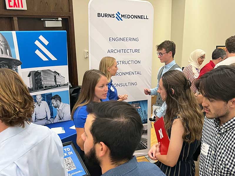 Always a popular destination for engineering students, Burns & McDonnell representatives were busy at the Sept. 21 Career and Internship Fair at Nebraska Union.  