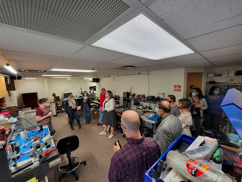School of Computing Welcome (10-19-21): College of Engineering Faculty/Staff begin their tour of the NIMBUS (Nebraska Intelligent Mobile Unmanned Systems) Lab.