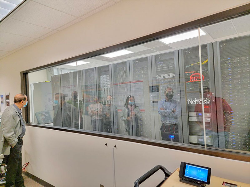 School of Computing Welcome (10-19-21): College of Engineering Faculty/Staff view the Supercomputer at the Holland Computing Center.