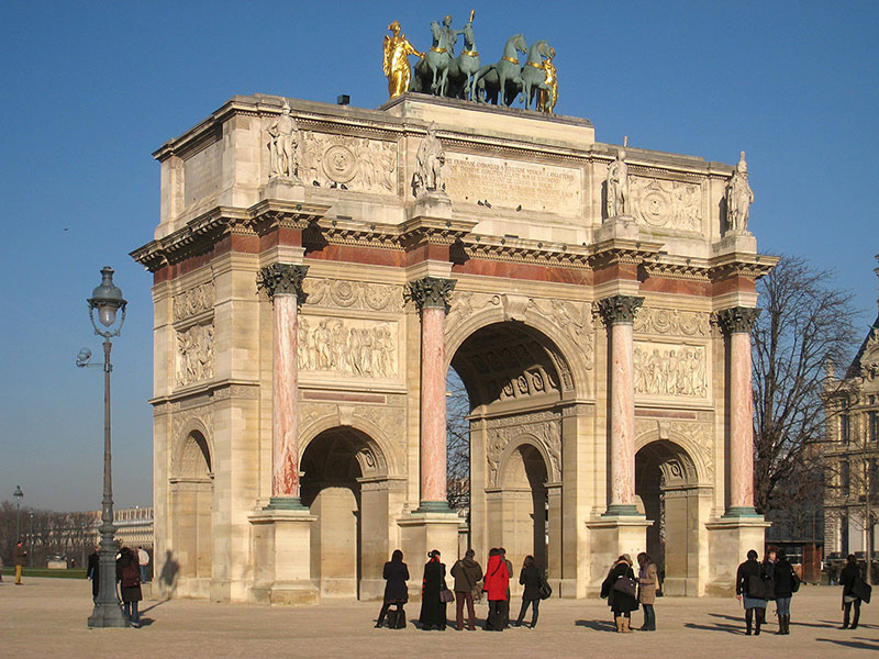 The Arc de Triomphe in Paris, France.