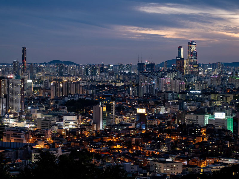 Seoul, South Korea at night.