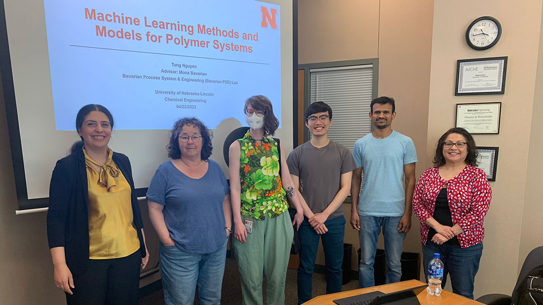 PSE Bavarian Lab members with Tung at his Master's thesis defense.