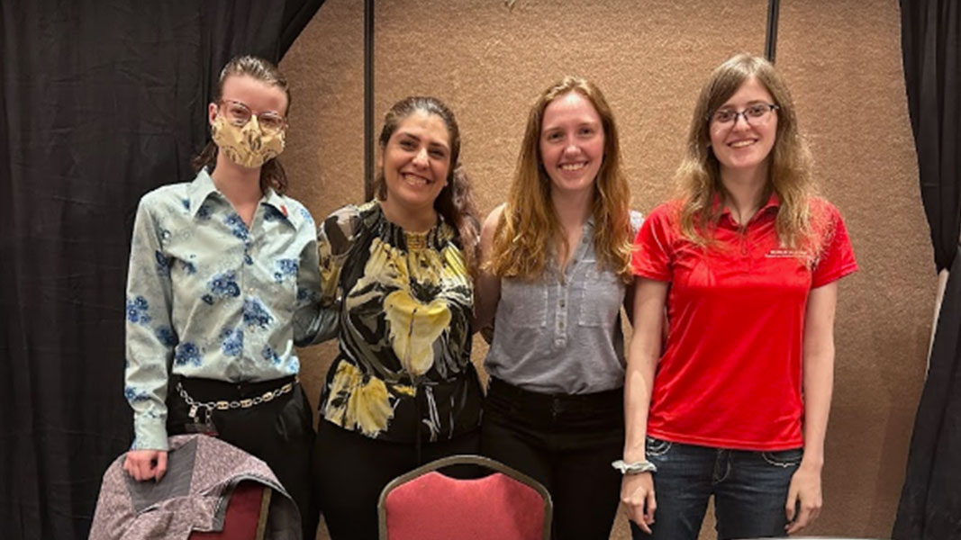 From left to right, Alyssa, Dr. Bavarian, Kate, and Laurel at the 2023 Women in Science Conference.  