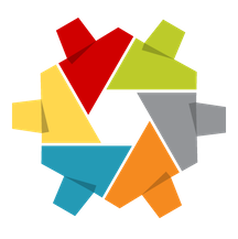Colorful geometric logo forming a circular shape with six interlocked segments.