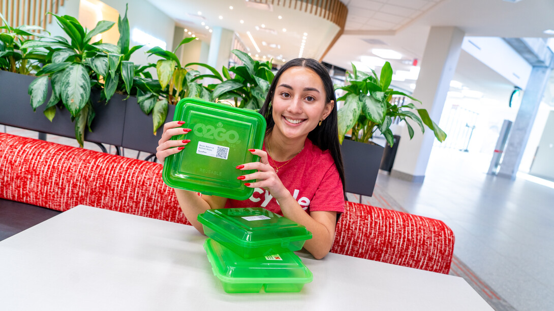 Mia Perales, a sustainability ambassador who works to help Husker students, staff and faculty be more environmentally-minded in their day-to-day campus lives.