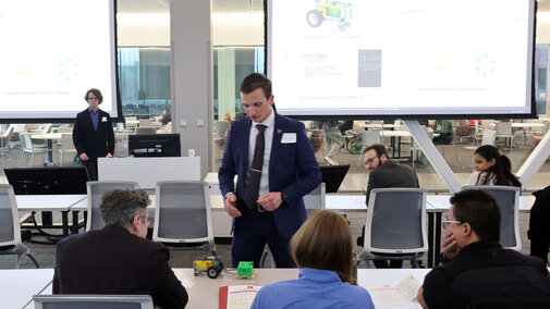 A student at the 2025 Pitch Competitions