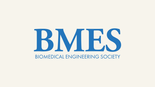 BMES logo with blue text on a cream background, reading "Biomedical Engineering Society."