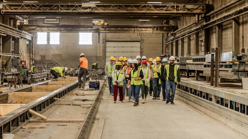 College of Engineering Students touring the Concrete Industries facility.
