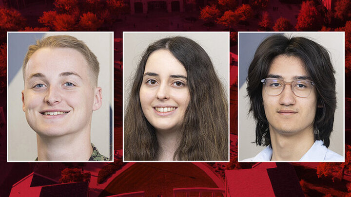 Engineering students (from left) Grady Henexson, Hayley Hogan and Gael Perez were chosen as 2024 NSRI Strategic Deterrence Interns.