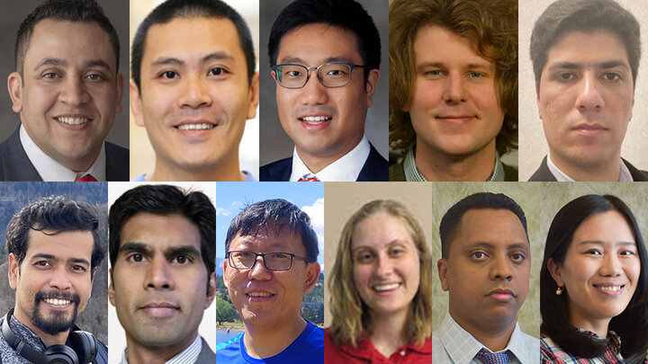 (clockwise from top left) Tareq Daher, Liang He, Yungping Liang, Andrew Loken, Mohammad Razavi, Li Zhao, Tewodros Yosef, Rachael Wagner, Jianxin (Jason) Sun, Nikhil Satyala and Tamil Roy.