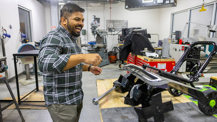 Amlan Balabantaray, a doctoral candidate in biological systems engineering and inaugural Innovation Fellow, developed a prototype for his See and Till system.