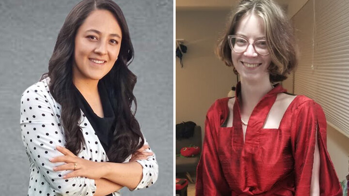 Chemical engineering doctoral students Karen Acurio (left) and Alyssa Grube.
