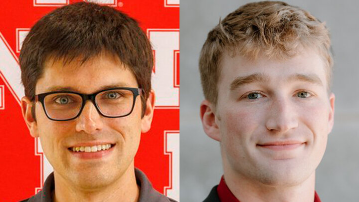 Andrew Donesky (left), graduate student in biological engineering, and Mark Nusterer, senior majoring in chemical engineering.