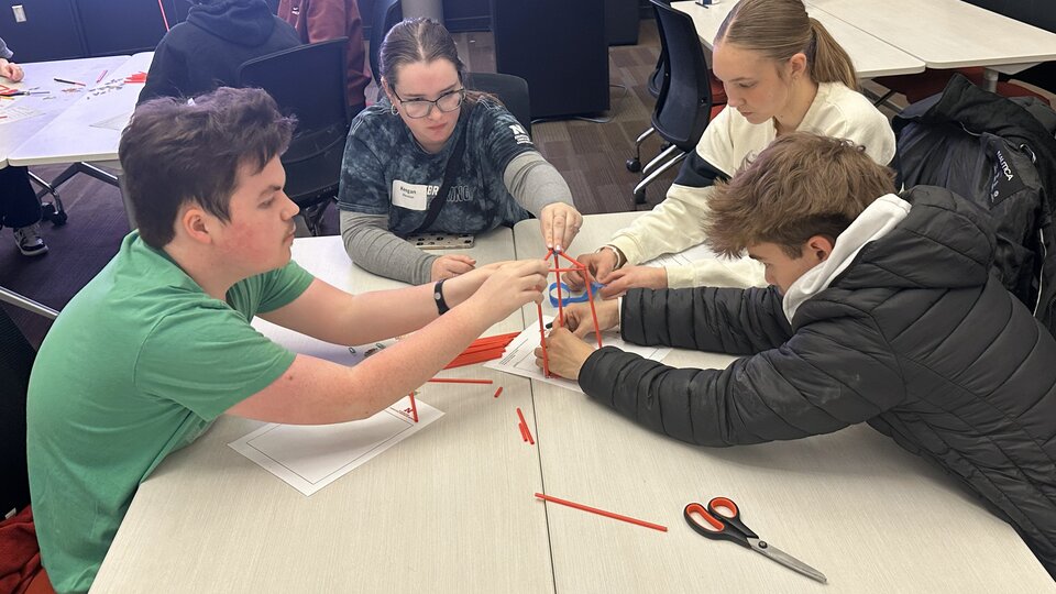Students working on a craft