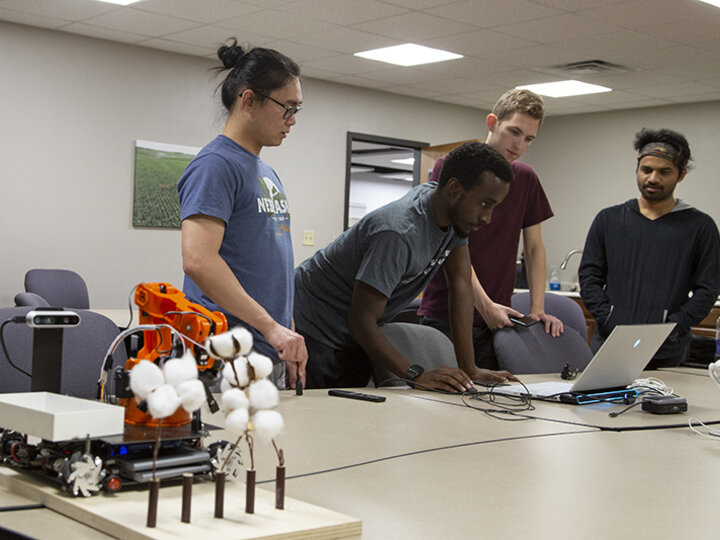 A team of Nebraska Engineering students took first place at the ASABE Robotics Student Design Competition.