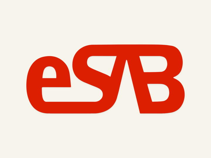 Red "ESB" logo in a rounded, interconnected font on a beige background.