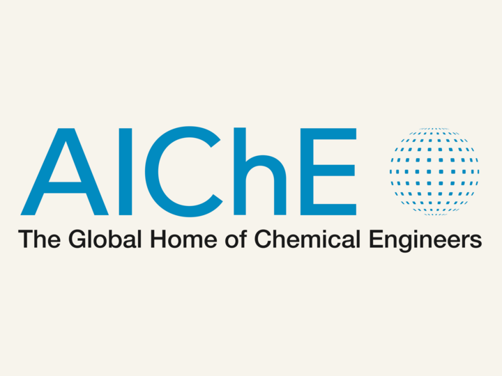 AIChE logo with dotted globe graphic and tagline "The Global Home of Chemical Engineers."