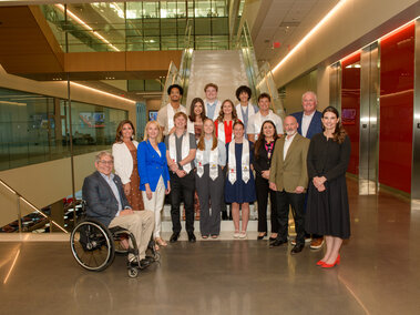 Graduating Kiewit Scholars on Kiewit Hall staircase