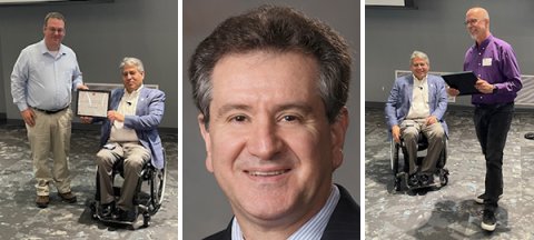 ECE faculty and staff members (from left) Benjamin Riggin, Sohrab Asgarpoor and Paul Marxhausen were recognized at the 2024 College of Engineering Awards luncheon on May 2, 2024.