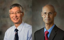 Tian Zhang (left) received the 2020 Rudolph Hering Medal and joined Chittaranjan Ray (right) in receiving the 2020 Samuel Greeley Award.
