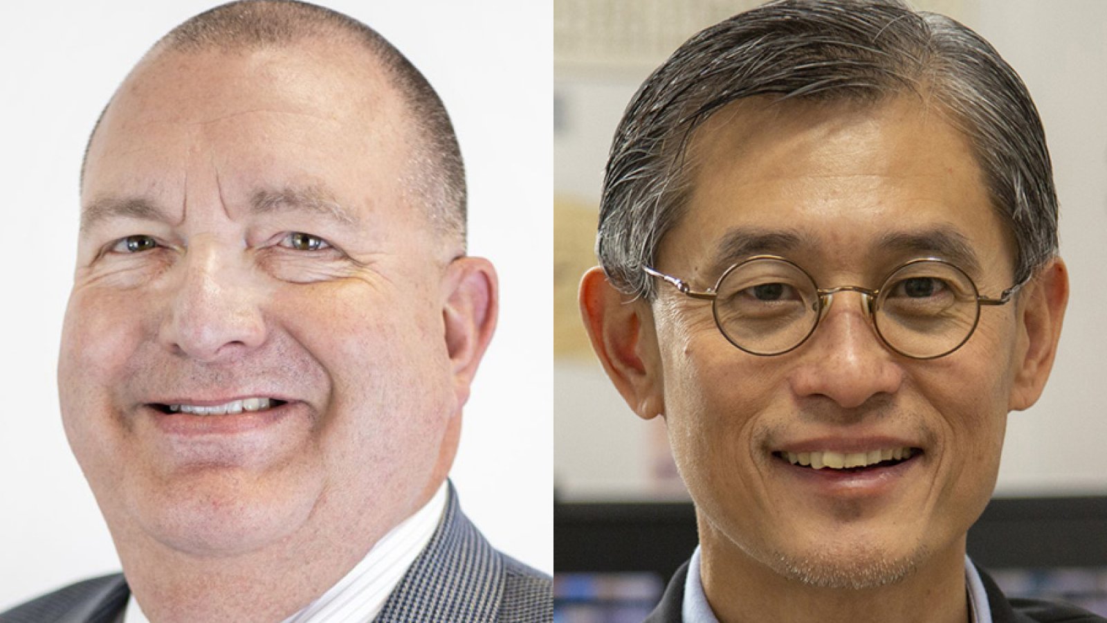 Ronald Faller (left), Willa Cather research professor at Midwest Roadside Safety Facility, and Leen-Kiat Soh, Charles Bessey professor in the School of Computing.