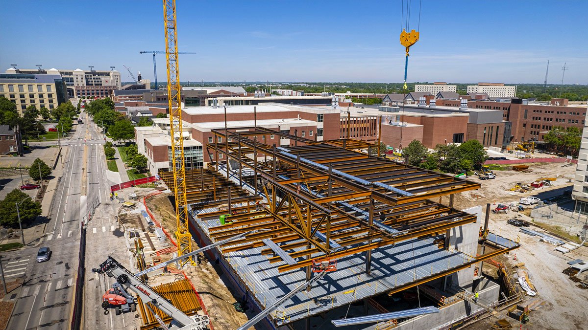 Kiewit Hall construction site, May 2022
