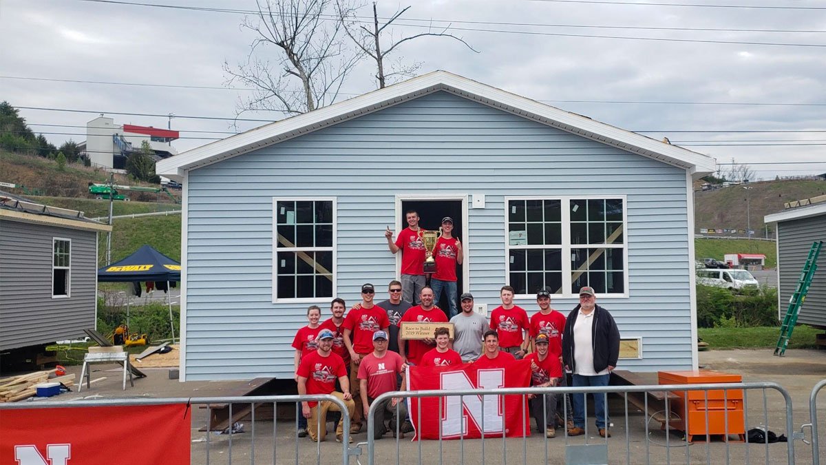 A team of Durham School construction management students in April won the annual Race to Build event at Bristol Motor Speedway that builds homes for veterans in eastern Tennessee and western Virginia. 