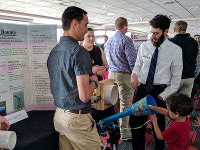 Engineering students present their project at the Senior Design Showcase.